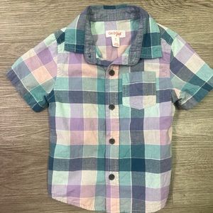 Cat & Jack Toddler Boys Short Sleeve Button Down Dress Shirt Size 2T